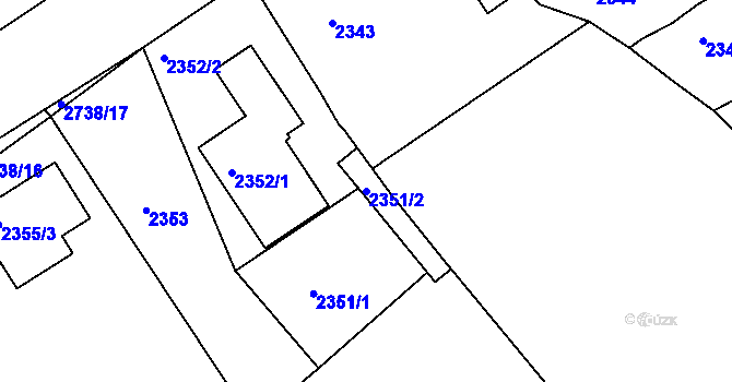 Parcela st. 2351/2 v KÚ Černovice u Chomutova, Katastrální mapa