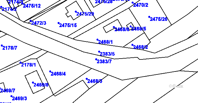 Parcela st. 2383/5 v KÚ Černovice u Chomutova, Katastrální mapa