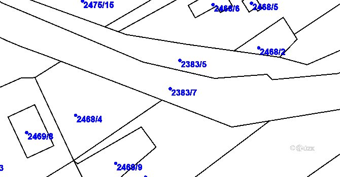 Parcela st. 2383/7 v KÚ Černovice u Chomutova, Katastrální mapa