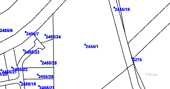 Parcela st. 2455/1 v KÚ Černovice u Chomutova, Katastrální mapa