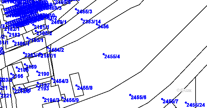 Parcela st. 2455/4 v KÚ Černovice u Chomutova, Katastrální mapa