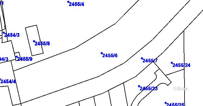 Parcela st. 2455/6 v KÚ Černovice u Chomutova, Katastrální mapa