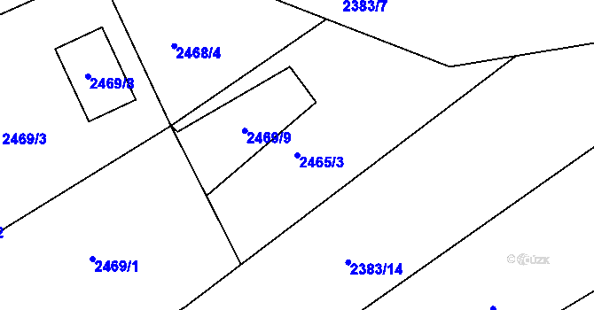Parcela st. 2465/3 v KÚ Černovice u Chomutova, Katastrální mapa