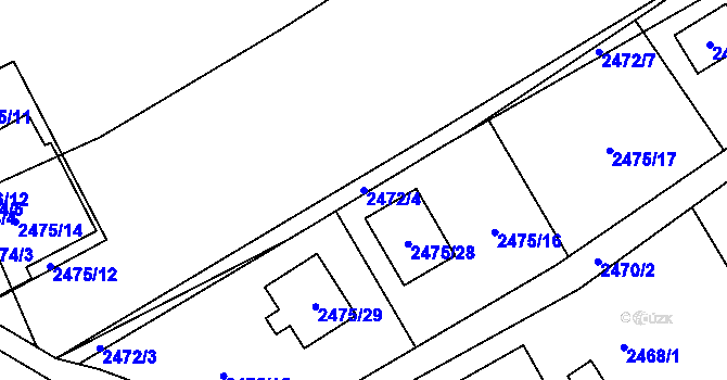 Parcela st. 2472/4 v KÚ Černovice u Chomutova, Katastrální mapa