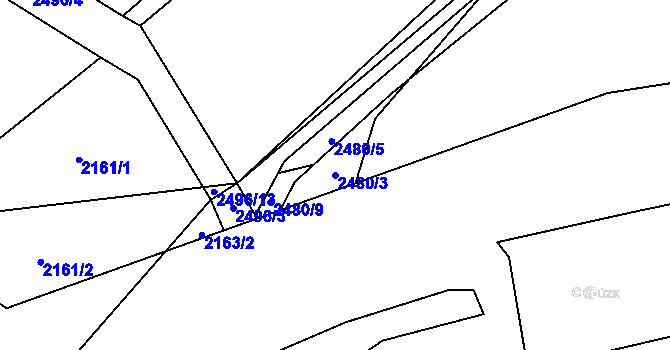 Parcela st. 2480/3 v KÚ Černovice u Chomutova, Katastrální mapa