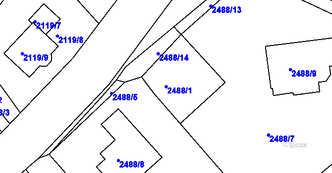 Parcela st. 2488/1 v KÚ Černovice u Chomutova, Katastrální mapa