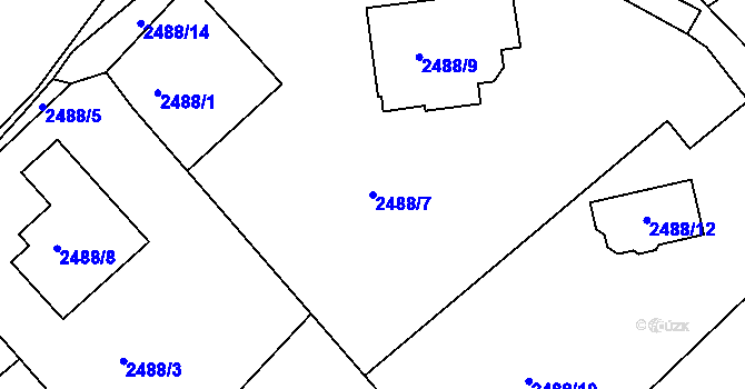 Parcela st. 2488/7 v KÚ Černovice u Chomutova, Katastrální mapa