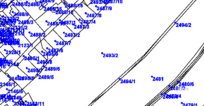 Parcela st. 2493/2 v KÚ Černovice u Chomutova, Katastrální mapa