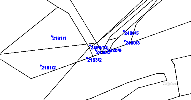Parcela st. 2496/3 v KÚ Černovice u Chomutova, Katastrální mapa