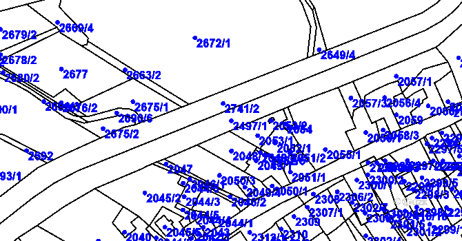 Parcela st. 2497/1 v KÚ Černovice u Chomutova, Katastrální mapa