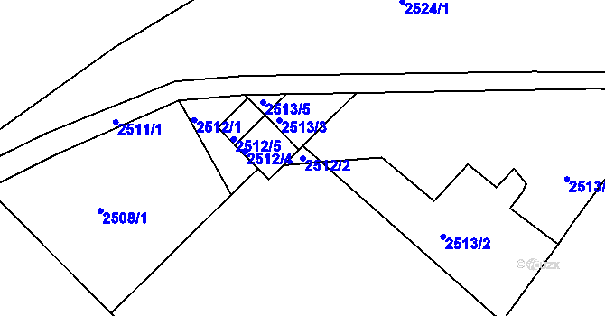 Parcela st. 2512/2 v KÚ Černovice u Chomutova, Katastrální mapa