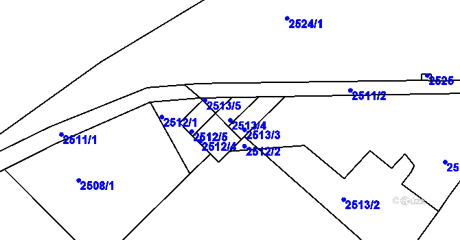 Parcela st. 2513/4 v KÚ Černovice u Chomutova, Katastrální mapa