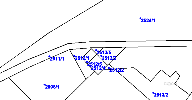 Parcela st. 2513/5 v KÚ Černovice u Chomutova, Katastrální mapa