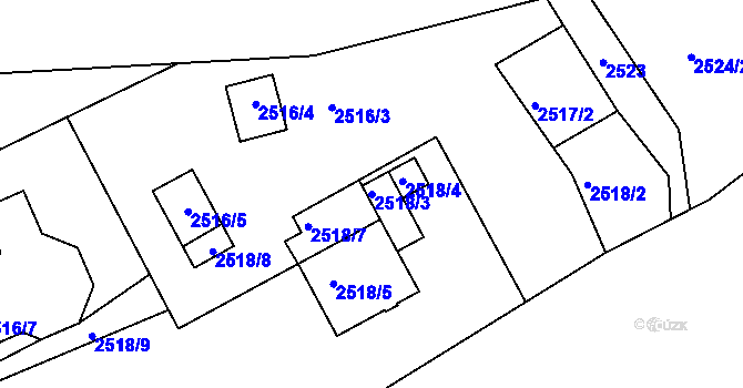 Parcela st. 2518/3 v KÚ Černovice u Chomutova, Katastrální mapa