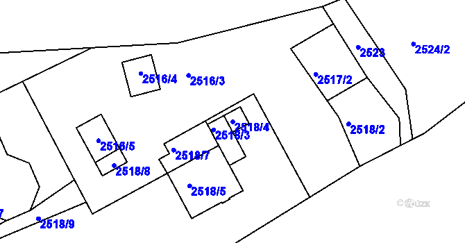 Parcela st. 2518/4 v KÚ Černovice u Chomutova, Katastrální mapa