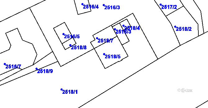 Parcela st. 2518/5 v KÚ Černovice u Chomutova, Katastrální mapa