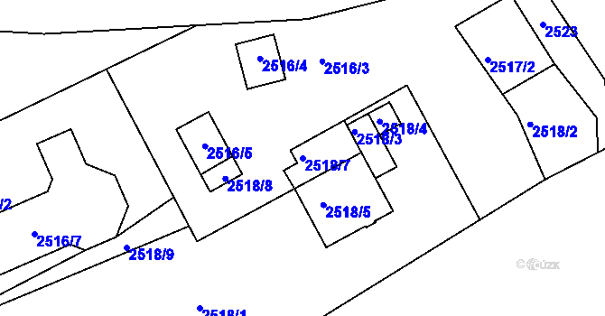 Parcela st. 2518/7 v KÚ Černovice u Chomutova, Katastrální mapa