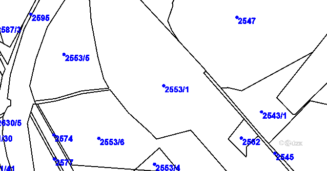 Parcela st. 2553/1 v KÚ Černovice u Chomutova, Katastrální mapa