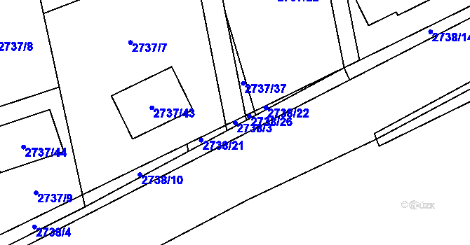 Parcela st. 2738/3 v KÚ Černovice u Chomutova, Katastrální mapa