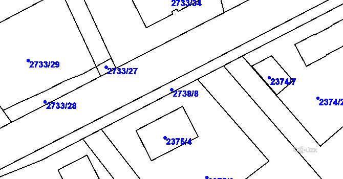 Parcela st. 2738/8 v KÚ Černovice u Chomutova, Katastrální mapa