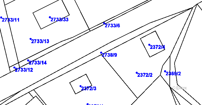Parcela st. 2738/9 v KÚ Černovice u Chomutova, Katastrální mapa