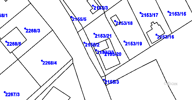 Parcela st. 2153/23 v KÚ Černovice u Chomutova, Katastrální mapa