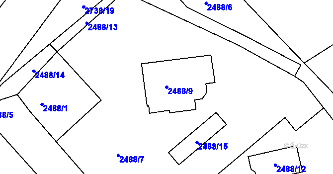 Parcela st. 2488/9 v KÚ Černovice u Chomutova, Katastrální mapa