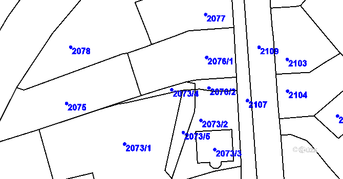 Parcela st. 2073/4 v KÚ Černovice u Chomutova, Katastrální mapa