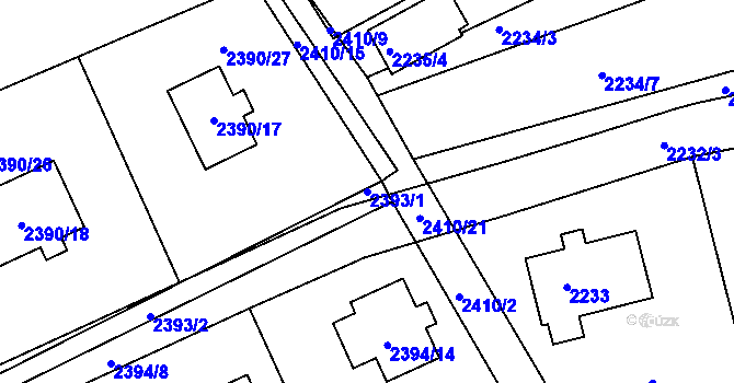 Parcela st. 2393/1 v KÚ Černovice u Chomutova, Katastrální mapa
