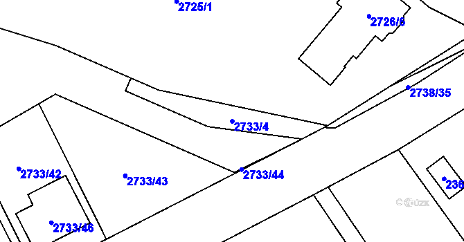 Parcela st. 2733/4 v KÚ Černovice u Chomutova, Katastrální mapa