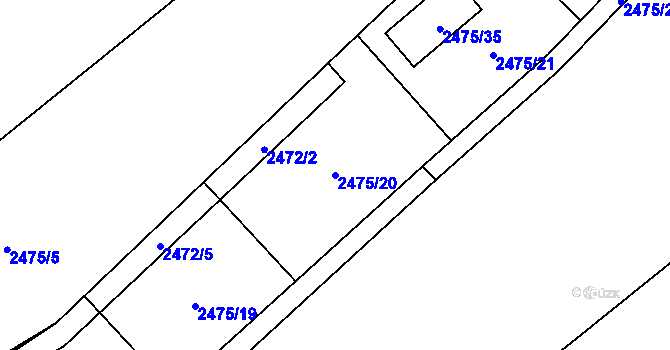 Parcela st. 2475/20 v KÚ Černovice u Chomutova, Katastrální mapa