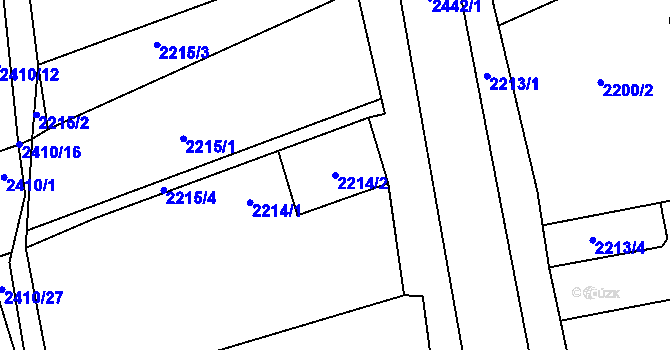 Parcela st. 2214/2 v KÚ Černovice u Chomutova, Katastrální mapa