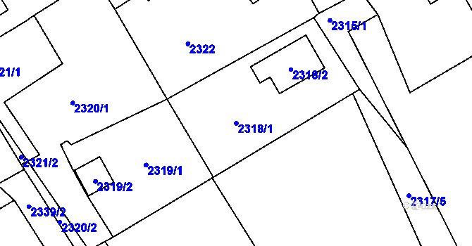 Parcela st. 2318/1 v KÚ Černovice u Chomutova, Katastrální mapa