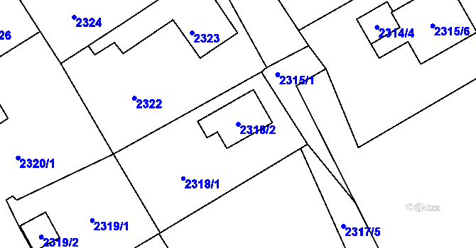 Parcela st. 2318/2 v KÚ Černovice u Chomutova, Katastrální mapa