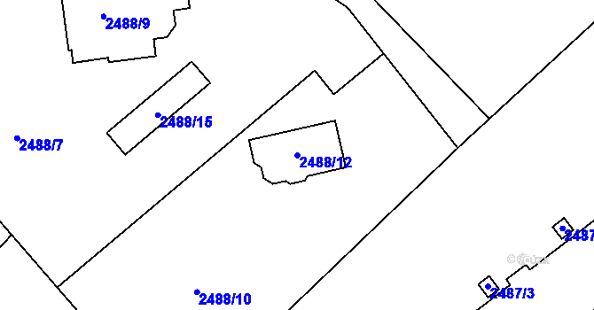 Parcela st. 2488/12 v KÚ Černovice u Chomutova, Katastrální mapa