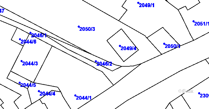 Parcela st. 2049/3 v KÚ Černovice u Chomutova, Katastrální mapa