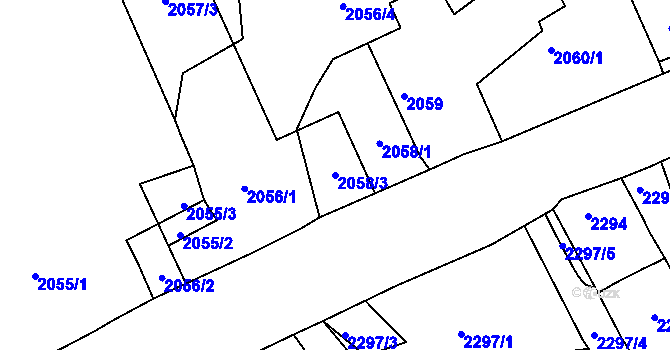 Parcela st. 2058/3 v KÚ Černovice u Chomutova, Katastrální mapa