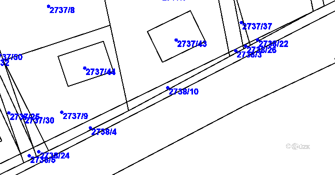 Parcela st. 2738/10 v KÚ Černovice u Chomutova, Katastrální mapa