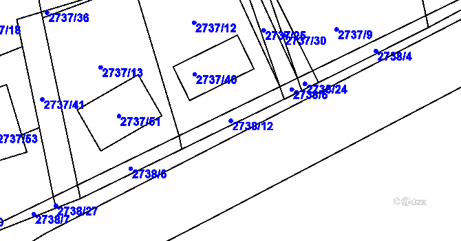 Parcela st. 2738/12 v KÚ Černovice u Chomutova, Katastrální mapa
