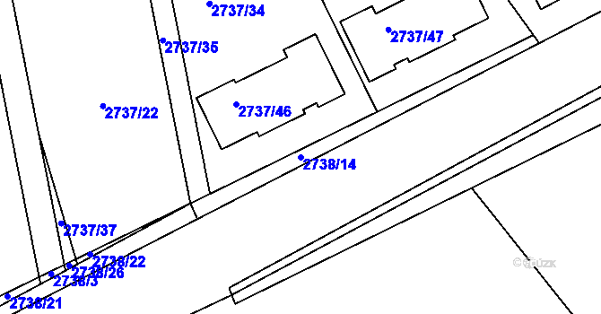 Parcela st. 2738/14 v KÚ Černovice u Chomutova, Katastrální mapa