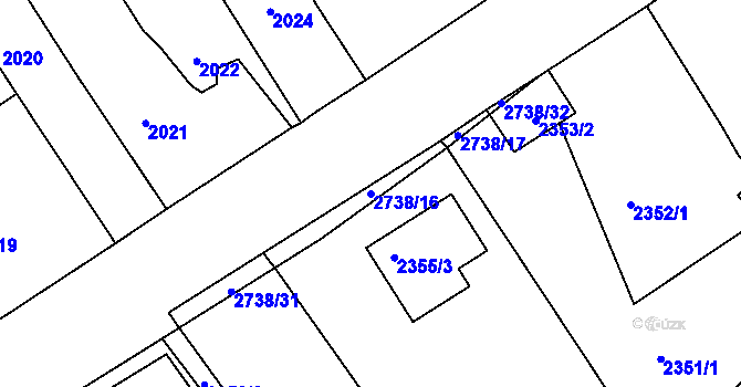 Parcela st. 2738/16 v KÚ Černovice u Chomutova, Katastrální mapa