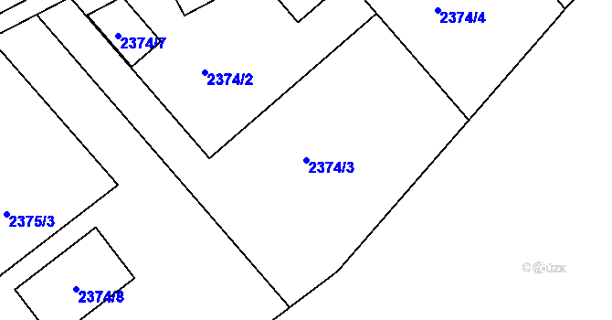 Parcela st. 2374/3 v KÚ Černovice u Chomutova, Katastrální mapa