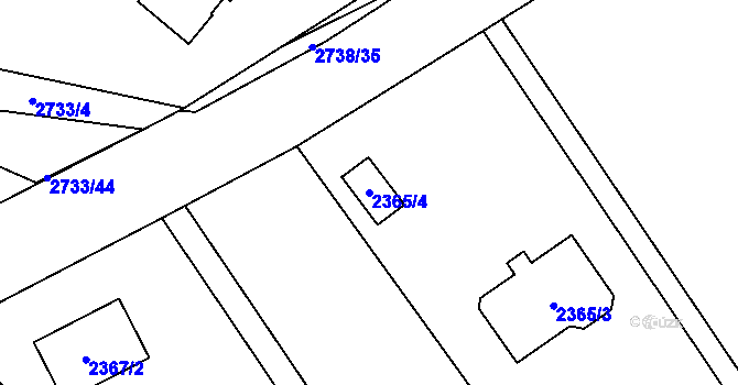 Parcela st. 2365/4 v KÚ Černovice u Chomutova, Katastrální mapa