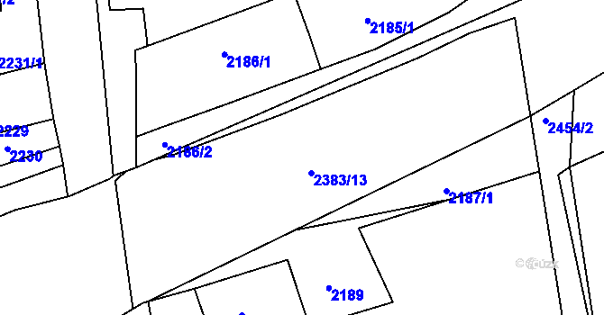 Parcela st. 2383/13 v KÚ Černovice u Chomutova, Katastrální mapa