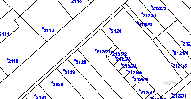 Parcela st. 2125/1 v KÚ Černovice u Chomutova, Katastrální mapa