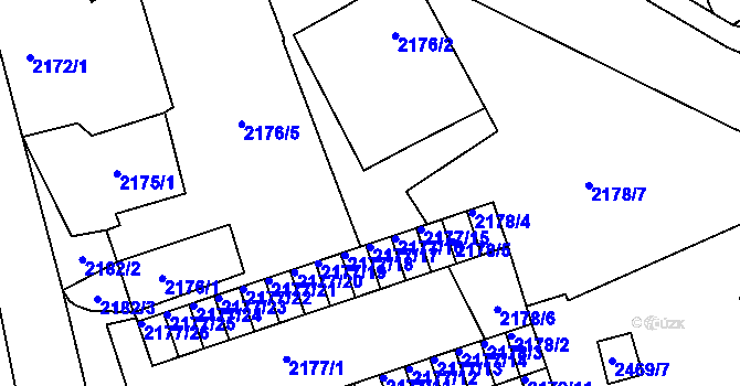 Parcela st. 2176/4 v KÚ Černovice u Chomutova, Katastrální mapa