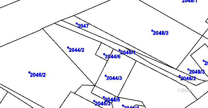 Parcela st. 2044/6 v KÚ Černovice u Chomutova, Katastrální mapa