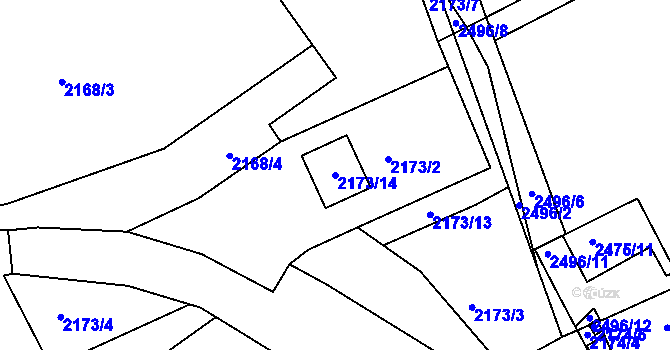 Parcela st. 2173/14 v KÚ Černovice u Chomutova, Katastrální mapa