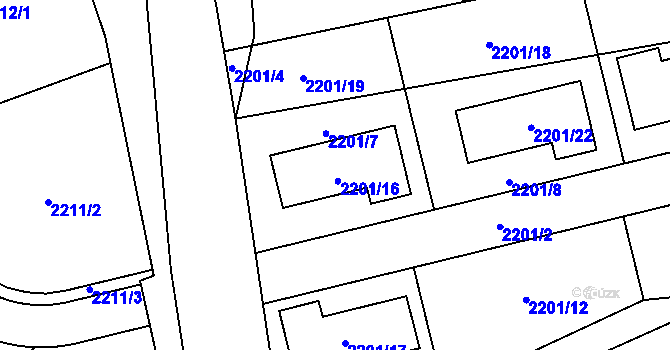 Parcela st. 2201/7 v KÚ Černovice u Chomutova, Katastrální mapa