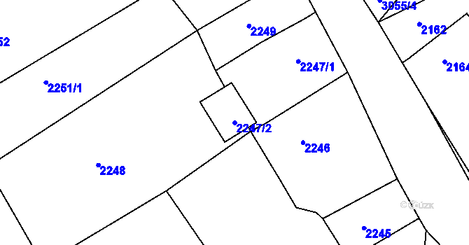 Parcela st. 2247/2 v KÚ Černovice u Chomutova, Katastrální mapa